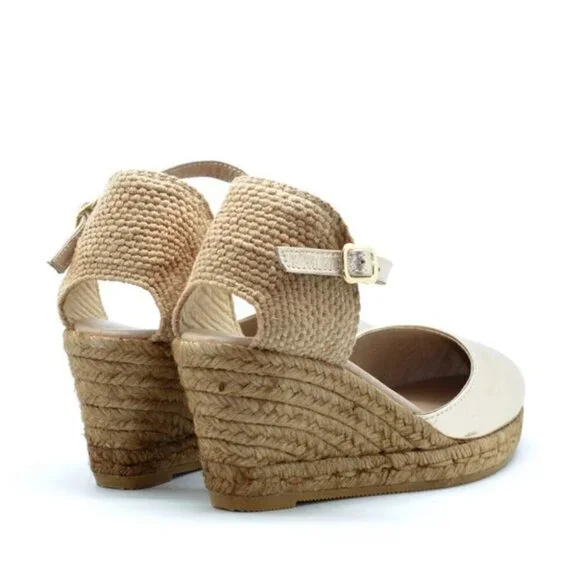 * GAIMO Obi Wedge Espadrilles in Gold Leather Size 41 - Picture 3 of 13